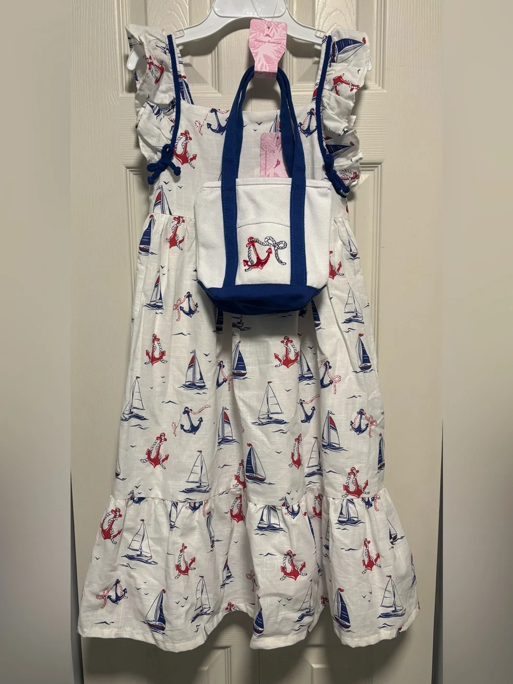 NWT Tommy Bahama Girls Nautical Summer Dress with Tote